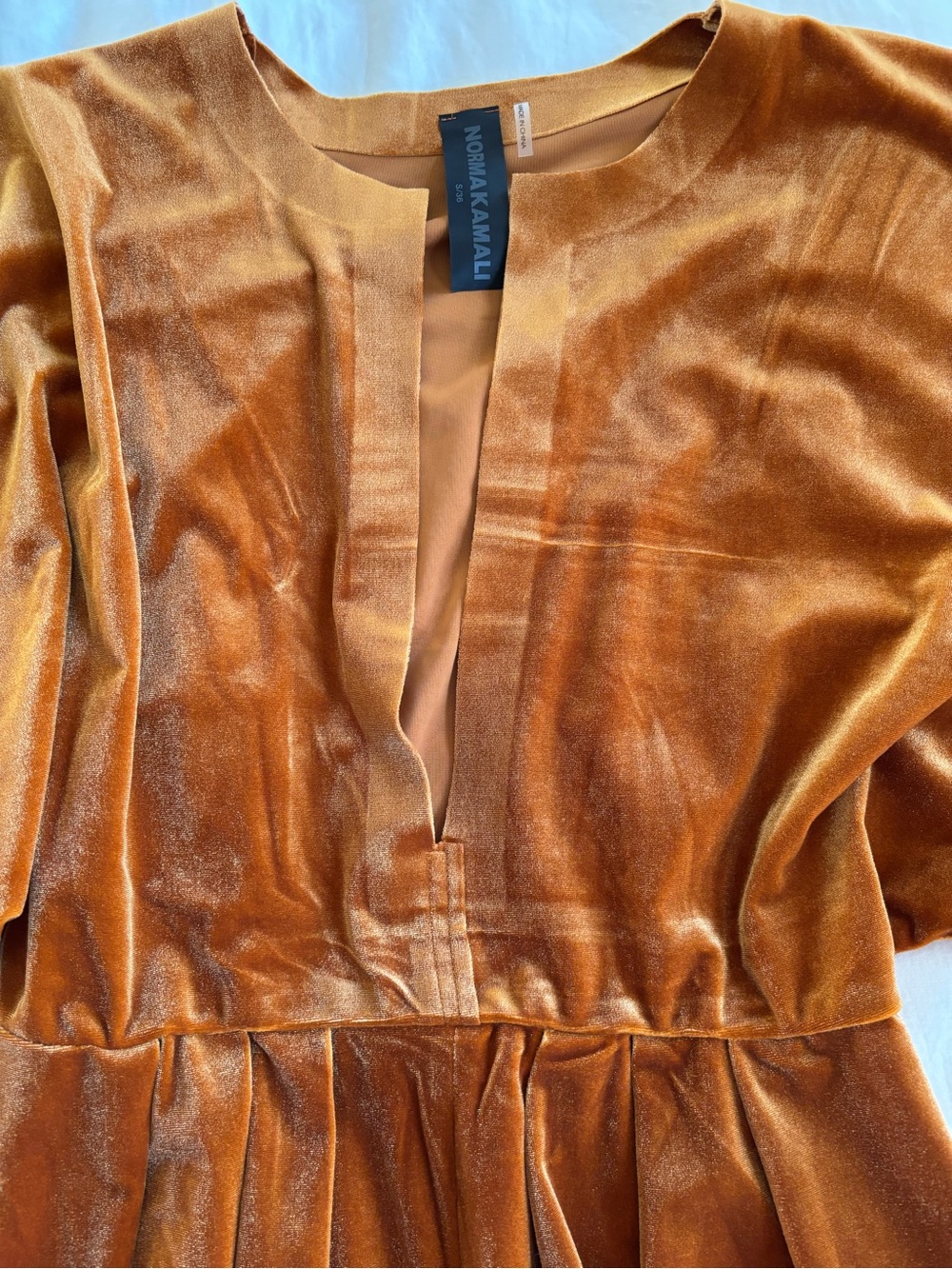 Norma Kamali Velvet Jumpsuit in Rust Orange - Picture 7 of 10